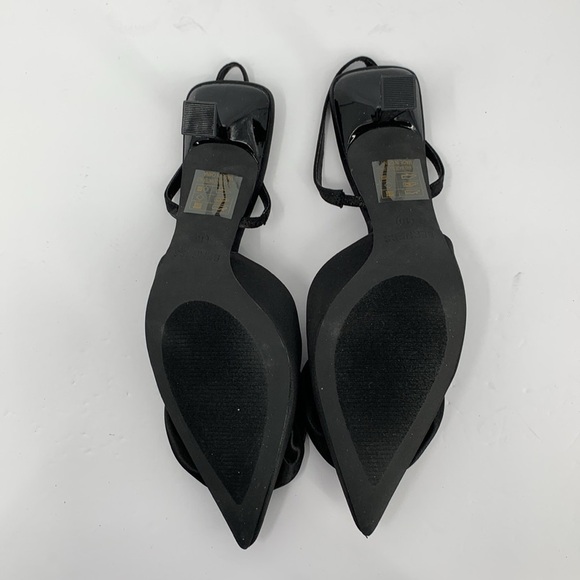 Berness Camellia black satin pumps shoe d'orsay kitten heel back strap new 10 - Picture 7 of 7
